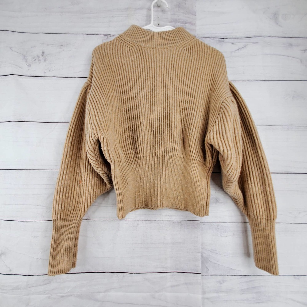 Zara Tan Ribbed Crew Neck Sweater